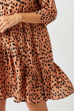 H4382 Salmon Asymmetrical Dotted Swing Dress Detail