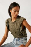 Heathered Ruffle Pocket Tee