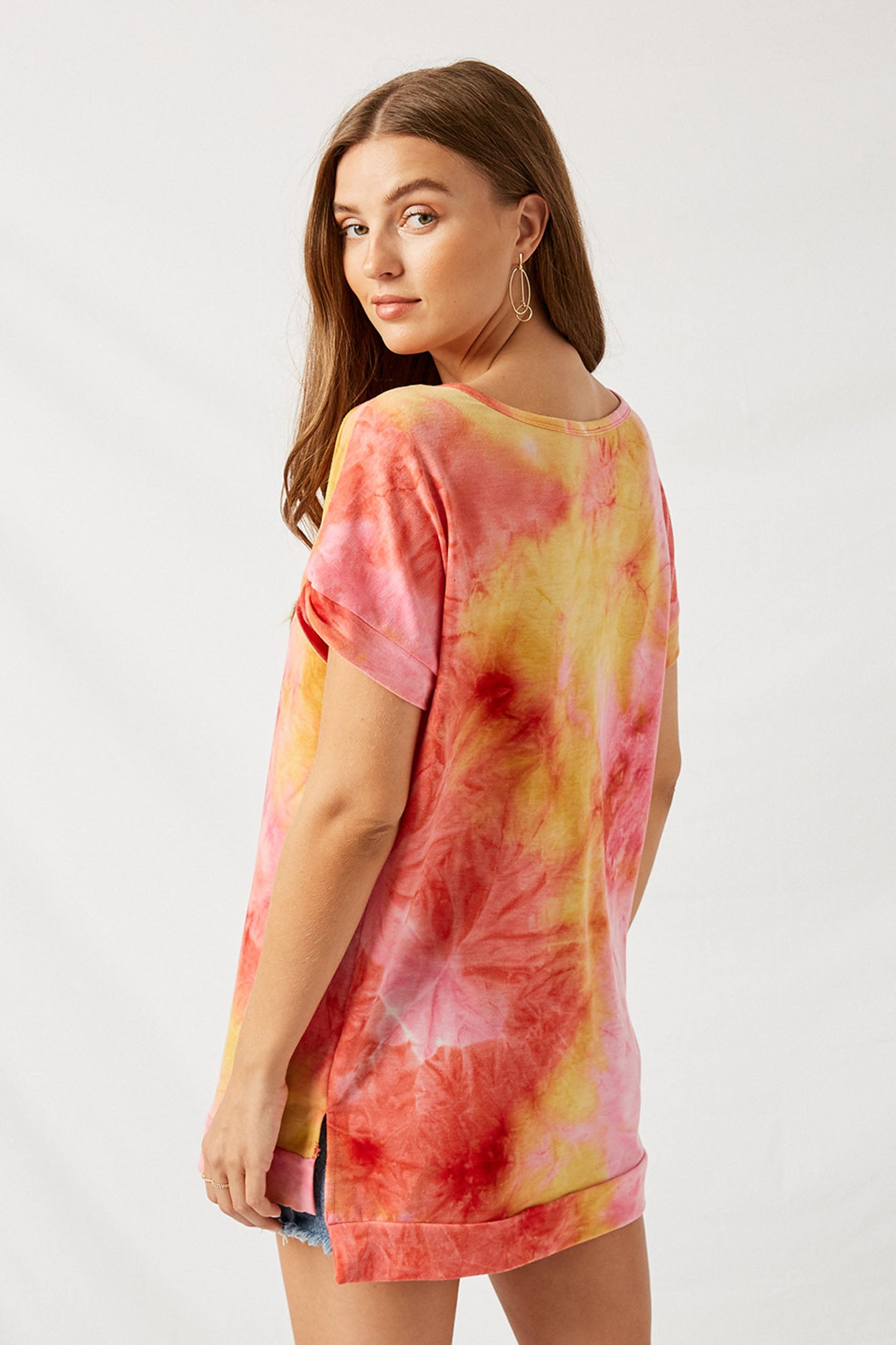 H8266 Pink Tie Dye Tee Back