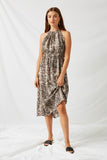 H9103 Grey Snakeskin Midi Dress Front