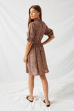 HJ1014 Pink Dotted Smock Neck Mini Dress Back