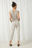 HJ3347 Grey Womens Sleeveless Strappy Back Knit Jumpsuit Back