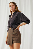 HK1191 Charcoal Womens Garment Dyed Tencel Button Up Shirt Side