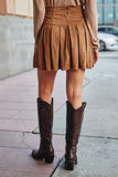 HN4211 Camel Womens Suede Plated Tennis Skirt Back
