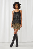 HN4412 BLACK Womens V Neck Sequin Cami Full Body