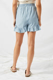 HY1009 Denim Stripe Chambray Denim Drawstring Short Detail