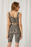 HY1150 Taupe Womens Leopard High Rise Biker Short Back