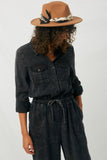 HY1163 Charcoal Womens Mineral Washed Jumper Front