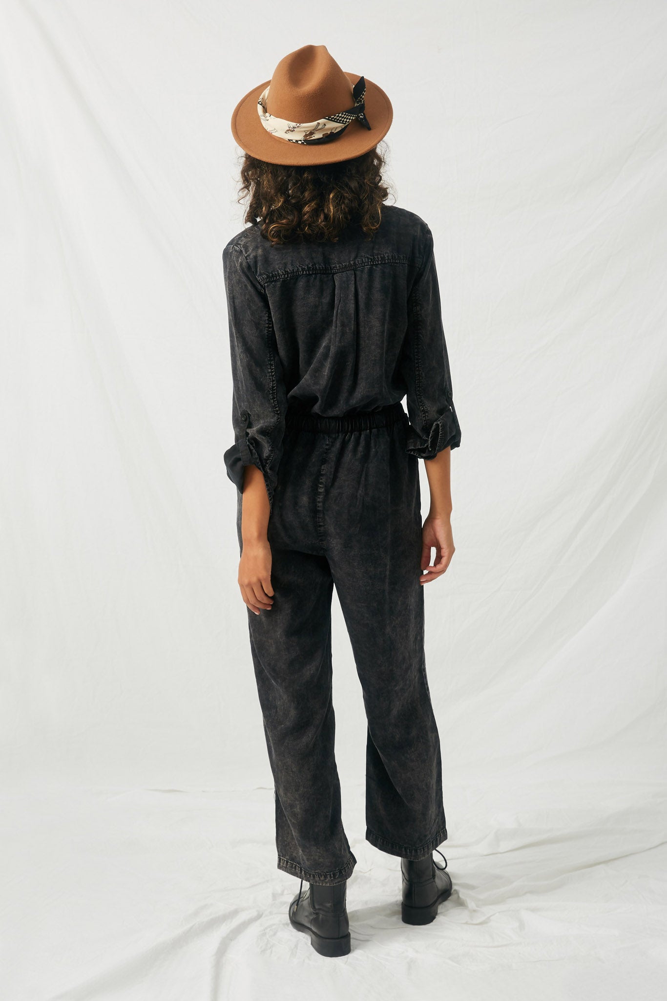 HY1163 Charcoal Womens Mineral Washed Jumper Back