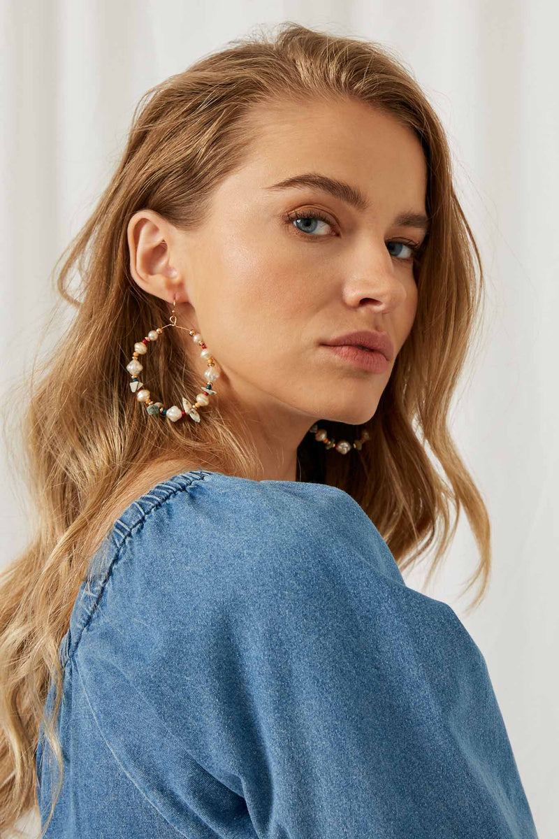 HY1218 Denim Chambray Smock Dress Detail