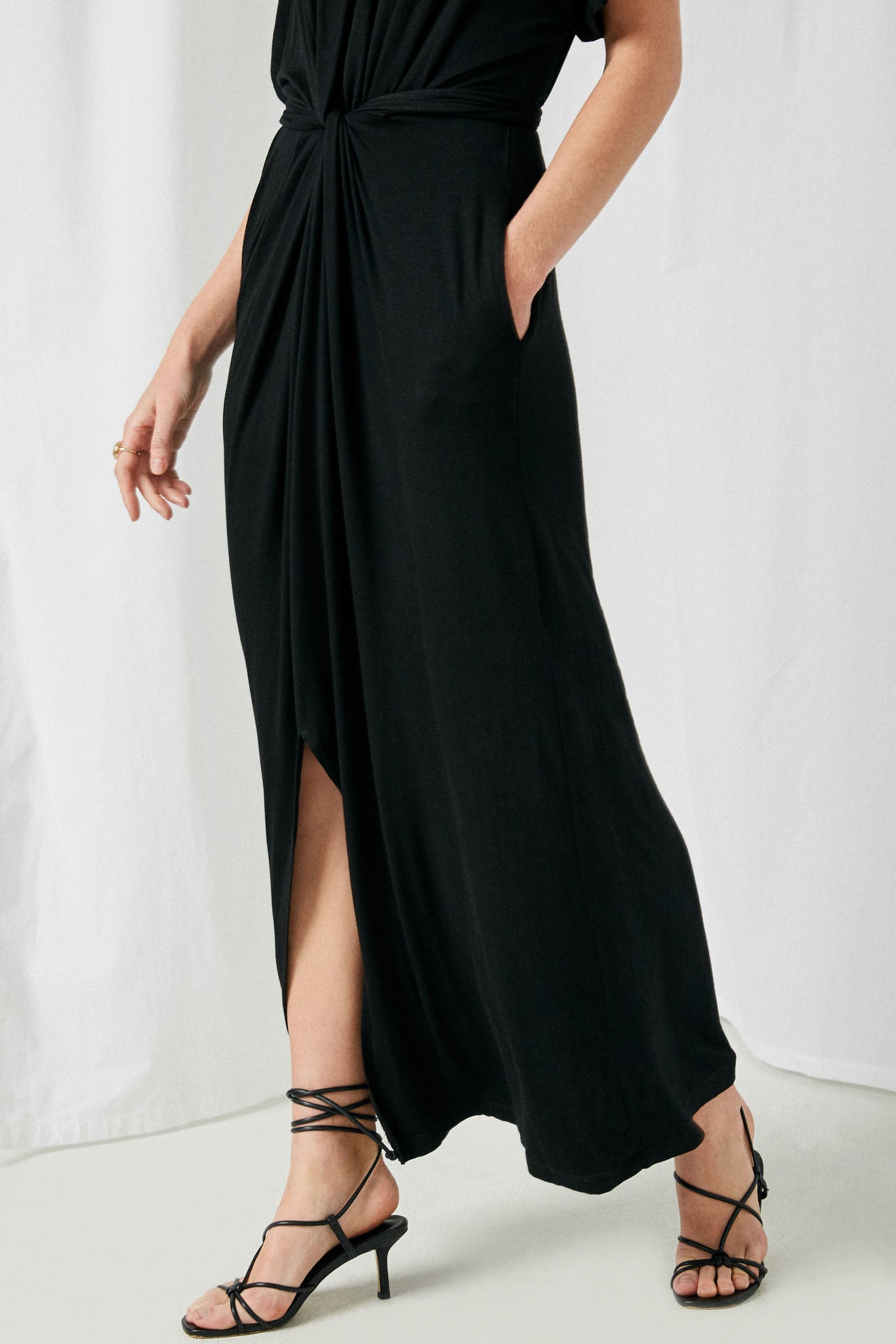 Front Slit Knit Maxi Dress
