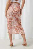HY2675 Ivory Womens Paisley Print Side Slit Midi Skirt Back