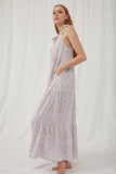 HY5632 Lavender Womens Tie Detail Scooped Back Maxi Dress Side