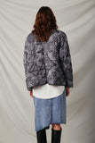HY6333 Black Womens Bandana Printed Quilted Padded Jacket Back