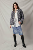 HY6333 Black Womens Bandana Printed Quilted Padded Jacket Side