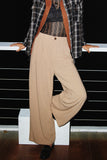 Pleat Detail Textured Wideleg Pants