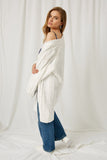 H6132 Cream Oversized Sweater Knit Cardigan Back