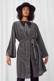 H11011 BLACK Womens Sparking Wrap Kimono Front