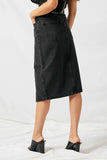 H11044 Black Denim Denim Midi Pencil Skirt Back