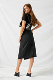 H11044 Black Denim Denim Midi Pencil Skirt Side