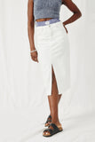 H11044 White_Denim Womens Denim Midi Pencil Skirt Front