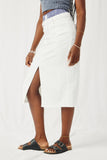 H11044 White_Denim Womens Denim Midi Pencil Skirt Detail