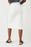 H11044 White_Denim Womens Denim Midi Pencil Skirt Back