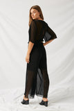 H11056 Black Pleated Palazzo Jumper Back