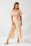 H11091 Apricot Floral Palazzo Jumper Side