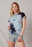 H3507 Bleached Denim Womens Distressed Drawstring Denim Shorts Full Body 2