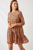 H4382 Salmon Asymmetrical Dotted Swing Dress Side