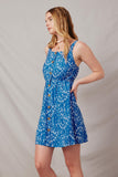 H4565 Blue Mix Womens Floral Button-Down Mini Dress Side