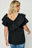 H4658 Black Ruffle Top Back