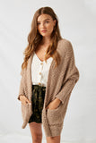 H5692 Mocha Textured Dolman Sleeve Sweater Cardigan Side