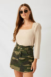 H6171 Camo Paperbag Camo Denim Skirt Side