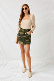 H6171 Camo Paperbag Camo Denim Skirt Full Body