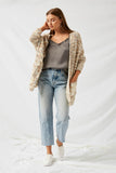 H6278 Cappucino Textured Dolman Sleeve Cardigan Sweater Side