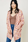 H6278 Mauve Womens Textured Dolman Sleeve Cardigan Sweater Front 2