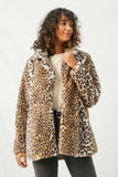 H6461 Leopard Womens Leopard Faux Fur Coat Side