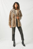 H6461 Leopard Womens Leopard Faux Fur Coat Full Body