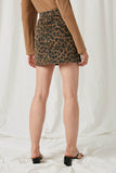 H6494 Leopard Womens Leopard Print Denim Mini Skirt Back