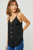 H6541 Black Linen Sleeveless Button-Down Tank Side