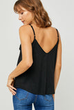 H6541 Black Linen Sleeveless Button-Down Tank Back