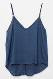 H6541 Navy Linen Sleeveless Button-Down Tank Back