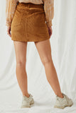 H6582 Camel Womens High-Rise Corduroy Mini Skirt Back