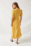 H7053 Yellow Empire Midi Dress Back