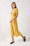 H7053 Yellow Empire Midi Dress Side