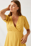 H7053 Yellow Empire Midi Dress Detail