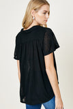 H7274 Black Collared V-Neck Top Back