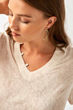 H7274 Eggshell Collared V-Neck Top Detail